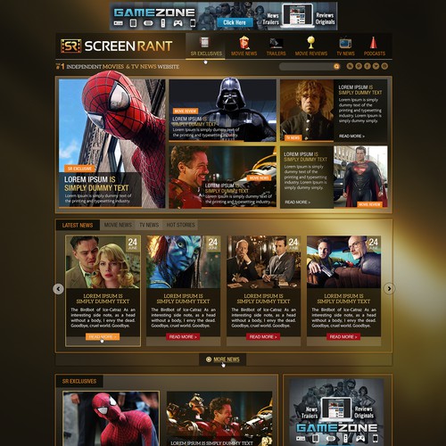 Redesign ScreenRant.com's Home Page.