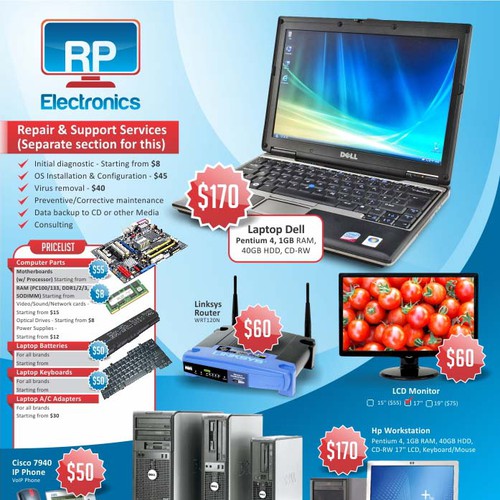 Create the next postcard or flyer for RP Electronics