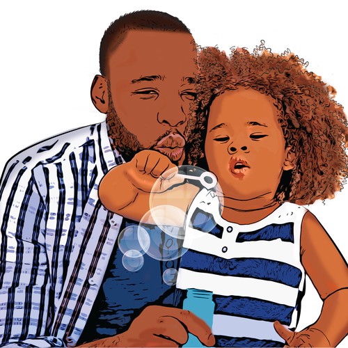 Blowing bubbles with dad
