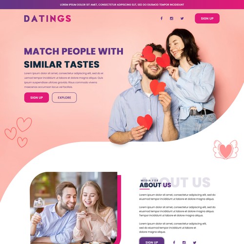 Dating landing page Website 