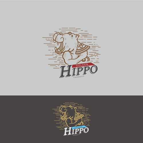 Vintage Sketchy Concept For Golden Hippo Crossfit