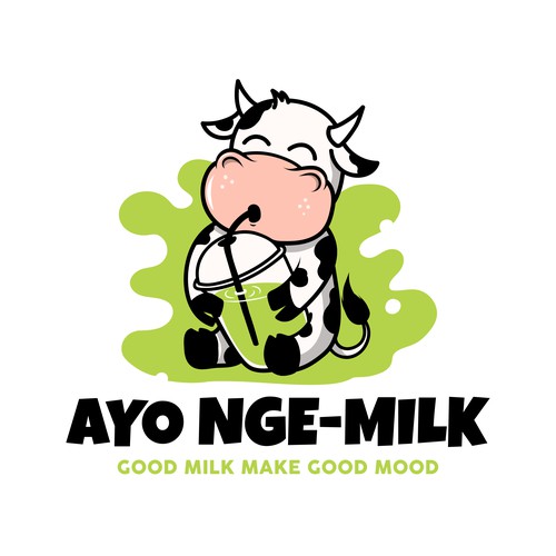 Cow cartoon character for milk shake product