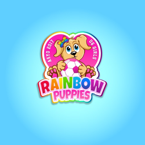 Rainbow puppies soccer logo