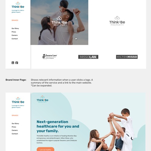 Landing page for corporate group
