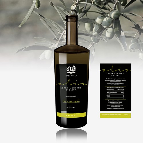 Etichetta moderna e lussuosa per la nuova linea di prodotti dell'Olio Dianto