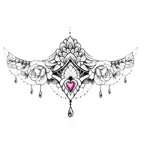 Sternum Lace Tattoo 