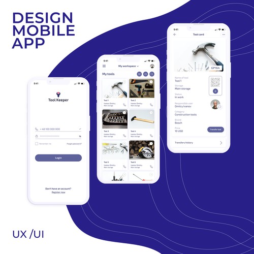 Design mobile app for control tools 
