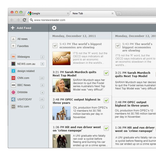 Design a news (RSS) web app