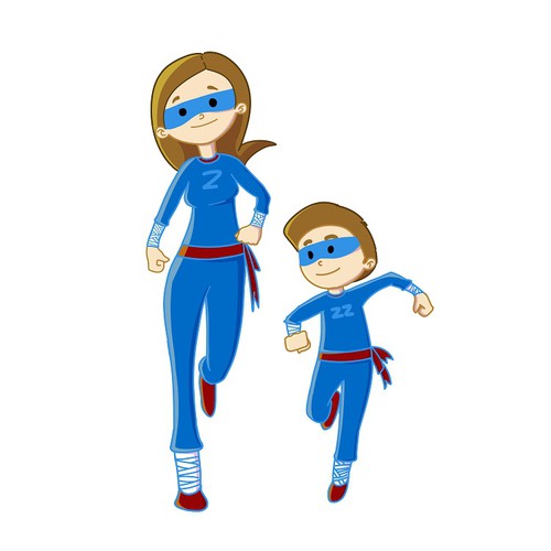 Create 2 Ninja Super Hero cartoon characters for a kids story