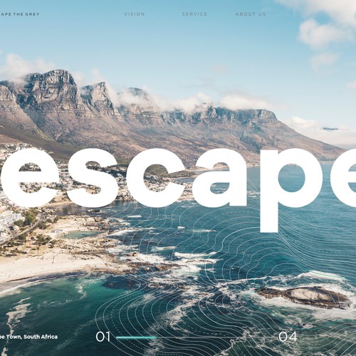 Landing page concept for Escape the Grey