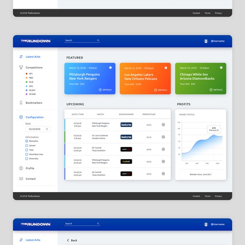 Sport betting dashboard