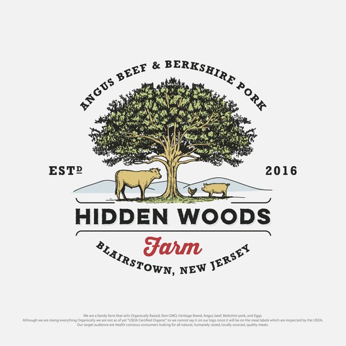 logo for hidden woods farm
