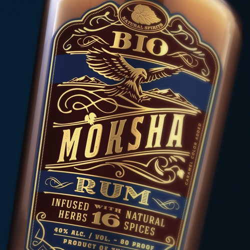 Design an eye catching label for an vintage new Rum brand