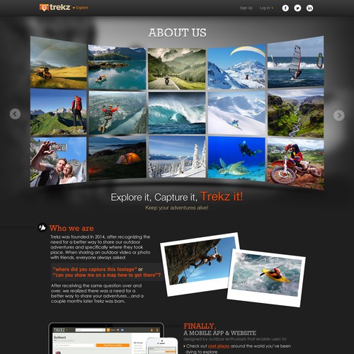 **Guaranteed $** Rework ABOUT US page for HOT new outdoor focused mobile app & website - TREKZ!