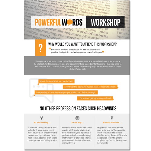 A compelling one-page flyer for a dynamic workshop