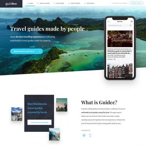 Landing page for travel firm