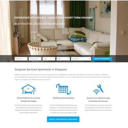 Web page design for rental apartments