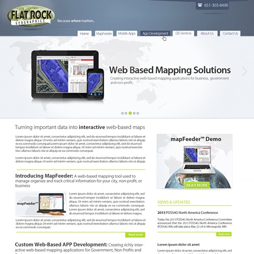 Create the next website design for Flat Rock Geographics