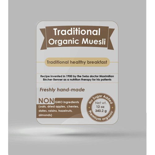 Product Label for Traditional Organic Muesli