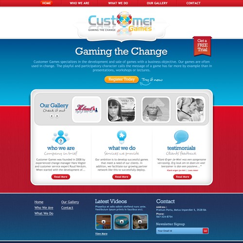 website design for CustomerGames