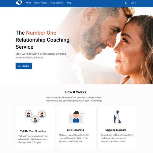 Home page design for dating & relationship coaching service