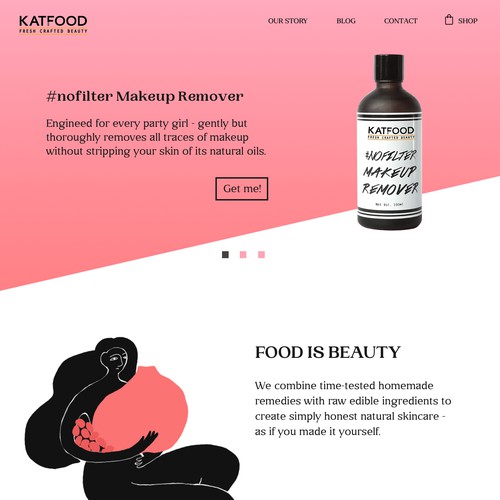 Web page for Katfood cosmetics