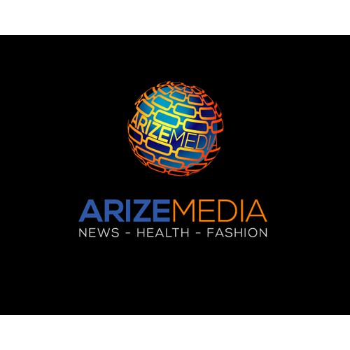 Create an Inspiring, adaptive, versatile logo for Arize Media/Arize News/Arize Health/Arize Fashion