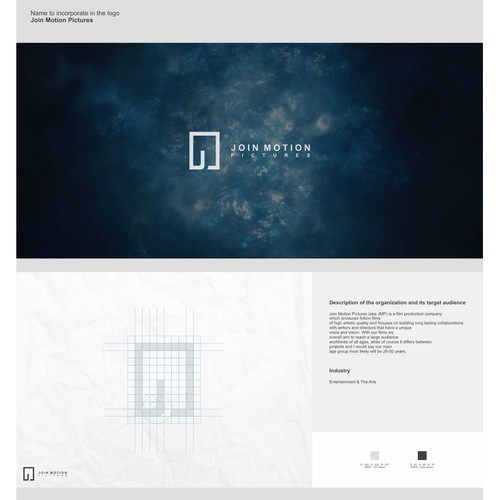 use frame and J latter for logo Join Motion Pictures 