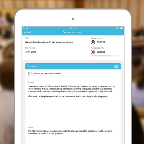 iPad app for interview management