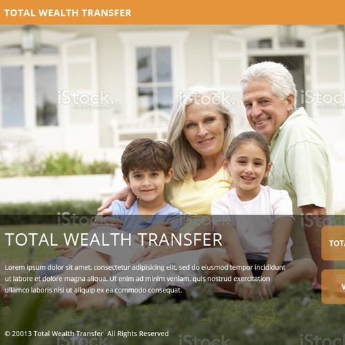 Do your best to design a landing page for TOTAL WEALTH TRANSFER!