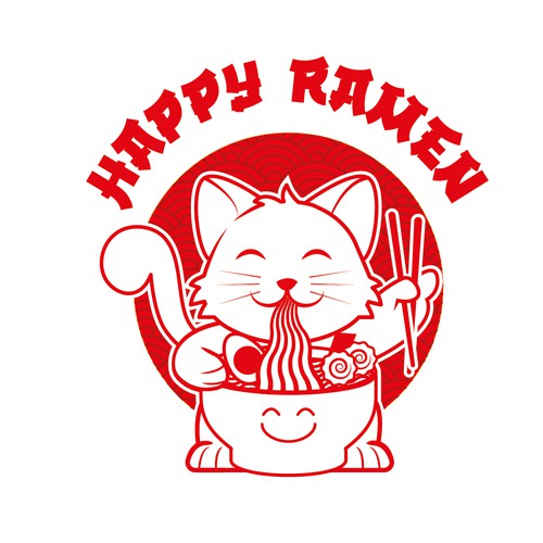 A cute design logo for a Happy Ramen Restaurant