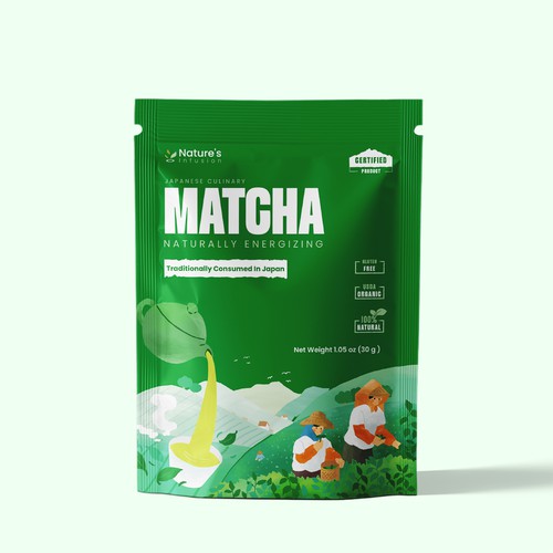 Organic Matcha Tea Pouch Packaging Design
