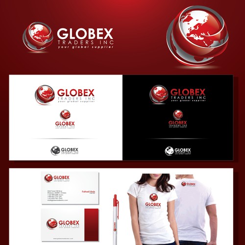 Create the next logo and business card for GLOBEX TRADERS INC