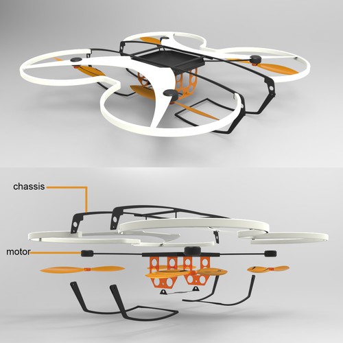 Create a concept design for an industrial drone / quadcopter