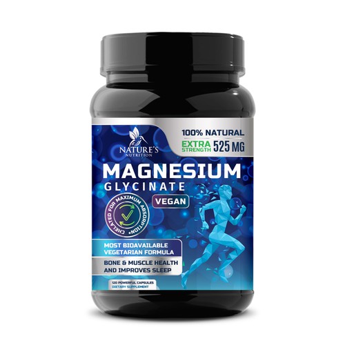 Natural Magnesium Glycinate Label Design for Nature's Nutrition
