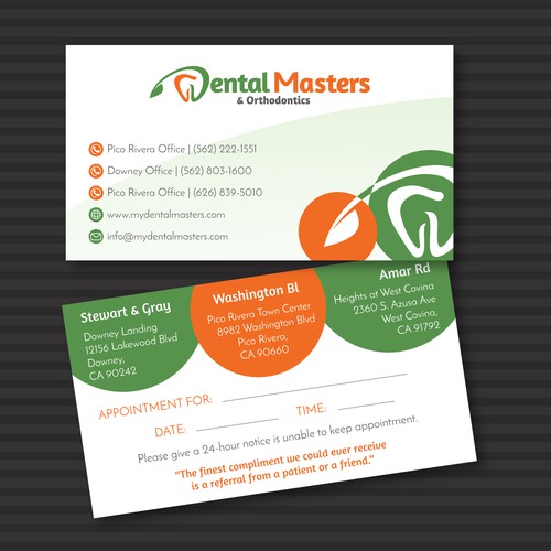 Fresh NEW Dental Masters Business Card