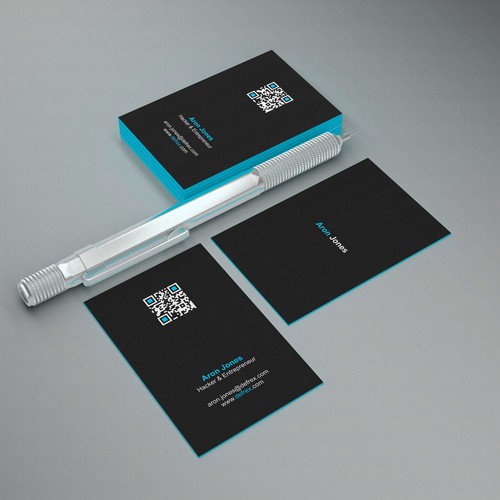 Create an elegant business card for an entrepreneurial hacker