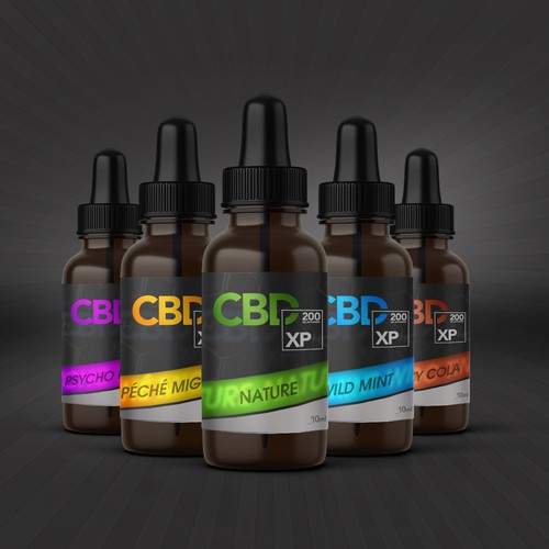 Packaging de flacon E-liquid contenant du CBD.