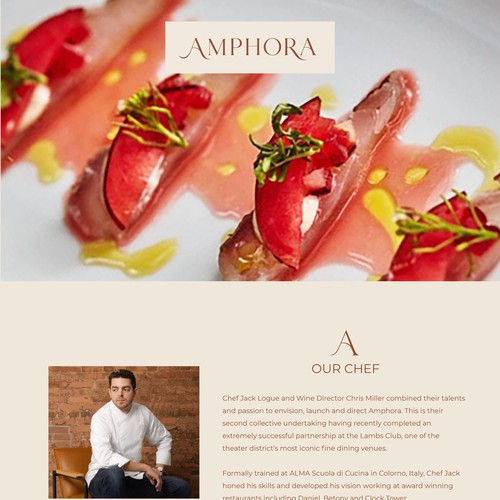 Web page design for a high-end restaurant