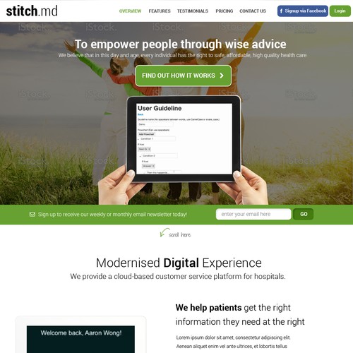 Single Page "Coming Soon" Website for Health 3.0 Startup