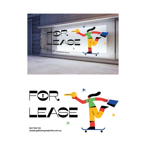 **Stylish** design for 'FOR LEASE' shop window decal