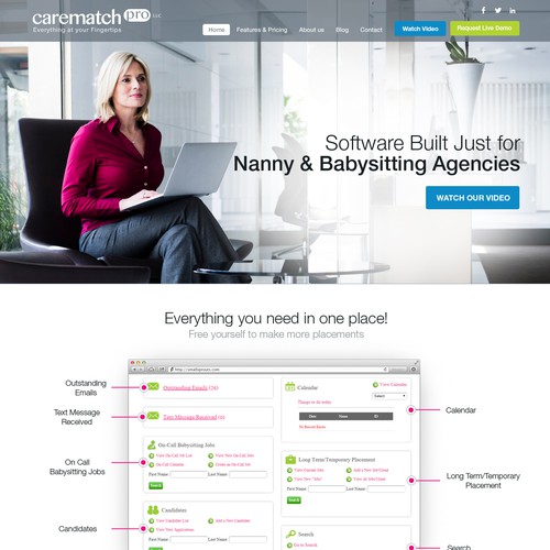 women oriented B2B website design for CareMatchPro