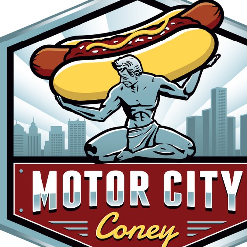 Logo for street food vendor and restaurant selling Detroit style coney dogs