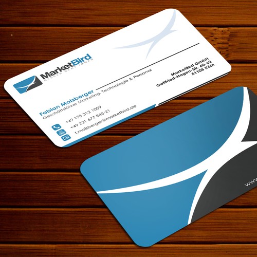 Design a professional and exclusive looking business card for MarketBird