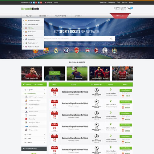 Sport Events Tickets E-Commerce Website