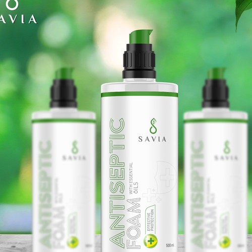 Savia antiseptic Foam packaging design.