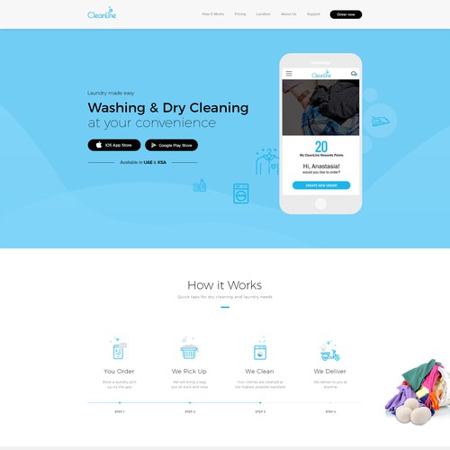 Landing Page for Washing & Dry Cleaning