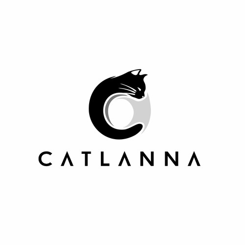 captivating powerful, geometric cat logo for CATLANNA behavior consulting services