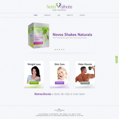 Nutraciencias homepage design