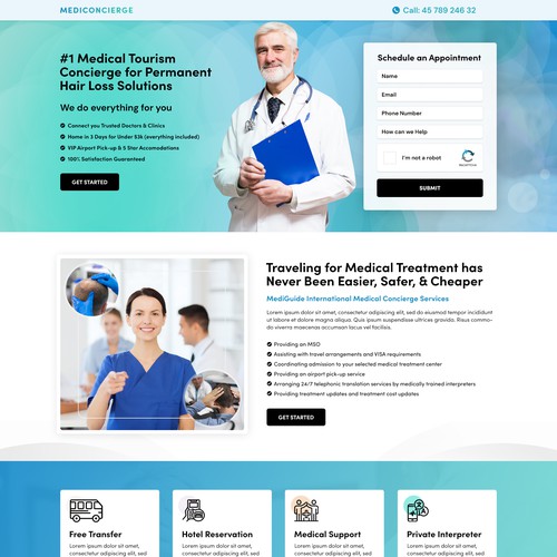 Landing page design